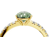 Yellow gold Fancy Green Pear Cut Diamond Pavé Solitaire Engagement Ring with Four-Prong Setting_89