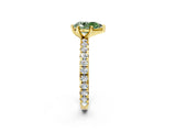 Yellow gold Fancy Green Pear Cut Diamond Pavé Solitaire Ring with Round Band and Prong Setting_14