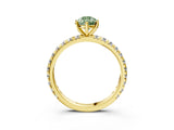 Yellow gold Fancy Green Pear Cut Diamond Pavé Solitaire Ring with Round Band and Prong Setting_15