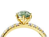 Yellow gold Fancy Green Pear Cut Diamond Pavé Solitaire Ring with Round Band and Prong Setting_16