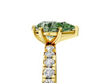 Yellow gold Fancy Green Pear Cut Diamond Pavé Solitaire Ring with Round Band and Prong Setting_17