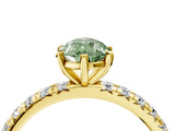 Yellow gold Fancy Green Pear Cut Diamond Pavé Solitaire Ring with Round Band and Prong Setting_28
