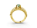 Yellow gold Fancy Green Pear Cut Diamond Pave Art Deco Split Shank Ring with Four-Prong Setting_3