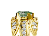Yellow gold Fancy Green Pear Cut Diamond Pave Art Deco Split Shank Ring with Four-Prong Setting_5