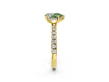 Yellow gold Fancy Green Pear Cut Diamond Pave Band Solitaire Ring with Four-Prong Setting_60