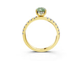 Yellow gold Fancy Green Pear Cut Diamond Pave Band Solitaire Ring with Four-Prong Setting_61