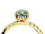 Yellow gold Fancy Green Pear Cut Diamond Pave Band Solitaire Ring with Four-Prong Setting_62