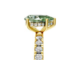 Yellow gold Fancy Green Pear Cut Diamond Pave Band Solitaire Ring with Four-Prong Setting_63