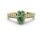 Yellow gold Fancy Green Pear  Cut Diamond Pave Band with Four-Prong Setting_37