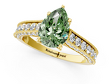 Yellow gold Fancy Green Pear  Cut Diamond Pave Band with Four-Prong Setting_38