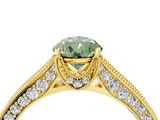 Yellow gold Fancy Green Pear  Cut Diamond Pave Band with Four-Prong Setting_41