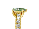 Yellow gold Fancy Green Pear  Cut Diamond Pave Band with Four-Prong Setting_42