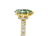 Yellow gold Fancy Green Pear  Cut Diamond Ring with Pavé Band and Four-Prong Setting_51