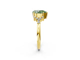 Yellow gold Fancy Green Pear Cut Diamond Ring with Side Stones and Four-Prong Setting_103