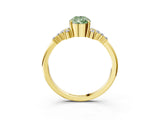 Yellow gold Fancy Green Pear Cut Diamond Ring with Side Stones and Four-Prong Setting_104