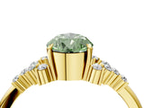 Yellow gold Fancy Green Pear Cut Diamond Ring with Side Stones and Four-Prong Setting_105