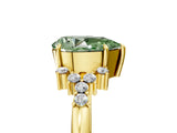 Yellow gold Fancy Green Pear Cut Diamond Ring with Side Stones and Four-Prong Setting_106