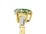 Yellow gold Fancy Green Pear  Cut Diamond Ring with Tapered Baguette Side Stones in Four-Prong Setting_8