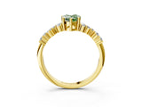 Yellow gold Fancy Green Pear Cut Diamond Scattered Round Accent Ring with Prong Setting_15