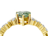 Yellow gold Fancy Green Pear Cut Diamond Scattered Round Accent Ring with Prong Setting_16