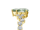 Yellow gold Fancy Green Pear Cut Diamond Scattered Round Accent Ring with Prong Setting_17