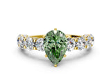 Yellow gold Fancy Green Pear Cut Diamond Side Stone Engagement Ring with Four-Prong Setting_36