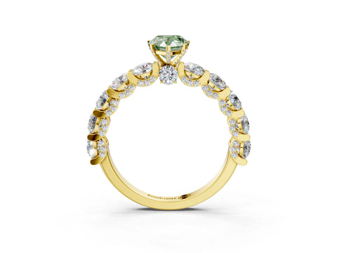 Yellow gold Fancy Green Pear Cut Diamond Side Stone Engagement Ring with Four-Prong Setting_39
