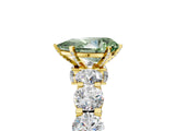 Yellow gold Fancy Green Pear Cut Diamond Side Stone Engagement Ring with Four-Prong Setting_41