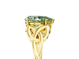 Yellow gold Fancy Green Pear Cut Diamond Solitaire Celtic Knot Ring with Four-Prong Setting_46