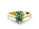 Yellow gold Fancy Green Pear Cut Diamond Solitaire Engagement Ring with Cathedral Setting and Four-Prong Mount_111