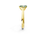 Yellow gold Fancy Green Pear Cut Diamond Solitaire Engagement Ring with Cathedral Setting and Four-Prong Mount_113