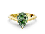 Yellow gold Fancy Green Pear Cut Diamond Solitaire Engagement Ring with Cathedral Setting and Four-Prong Mount_24