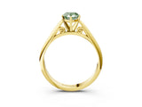 Yellow gold Fancy Green Pear Cut Diamond Solitaire Engagement Ring with Cathedral Setting and Four-Prong Mount_27