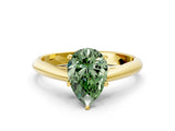 Yellow gold Fancy Green Pear Cut Diamond Solitaire Engagement Ring with Cathedral Setting and Four-Prong Mount_30