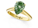 Yellow gold Fancy Green Pear Cut Diamond Solitaire Engagement Ring with Cathedral Setting and Four-Prong Mount_31