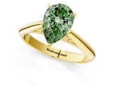 Yellow gold Fancy Green Pear Cut Diamond Solitaire Engagement Ring with Cathedral Setting and Four-Prong Mount_67