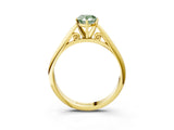 Yellow gold Fancy Green Pear Cut Diamond Solitaire Engagement Ring with Cathedral Setting and Four-Prong Mount_69