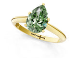 Yellow gold Fancy Green Pear Cut Diamond Solitaire Engagement Ring with Classic Band and Four-Prong Setting_25