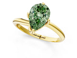 Yellow gold Fancy Green Pear Cut Diamond Solitaire Engagement Ring with Four-Prong Setting and Classic Band_21