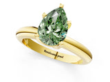 Yellow gold Fancy Green Pear Cut Diamond Solitaire Engagement Ring with Round Band and Four-Prong Setting_149