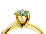 Yellow gold Fancy Green Pear Cut Diamond Solitaire Engagement Ring with Round Band and Four-Prong Setting_152