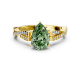 Yellow gold Fancy Green Pear Cut Diamond Solitaire Engagement Ring with Twisted Pavé Band and Four-Prong Setting_44