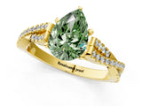 Yellow gold Fancy Green Pear Cut Diamond Solitaire Engagement Ring with Twisted Pavé Band and Four-Prong Setting_45