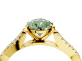 Yellow gold Fancy Green Pear Cut Diamond Solitaire Engagement Ring with Twisted Pavé Band and Four-Prong Setting_48