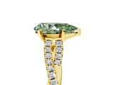 Yellow gold Fancy Green Pear Cut Diamond Solitaire Engagement Ring with Twisted Pavé Band and Four-Prong Setting_49
