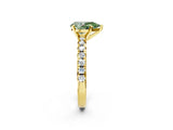 Yellow gold Fancy Green Pear Cut Diamond Solitaire Pavé Engagement Ring with Round Band and Prong Setting_68