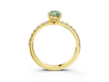 Yellow gold Fancy Green Pear Cut Diamond Solitaire Pavé Engagement Ring with Round Band and Prong Setting_69