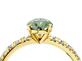 Yellow gold Fancy Green Pear Cut Diamond Solitaire Pavé Engagement Ring with Round Band and Prong Setting_70