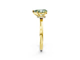 Yellow gold Fancy Green Pear Cut Diamond Solitaire Ring with Classic Band and Four-Prong Setting_2