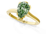 Yellow gold Fancy Green Pear Cut Diamond Solitaire Ring with Flower Prong Setting and Classic Band_37